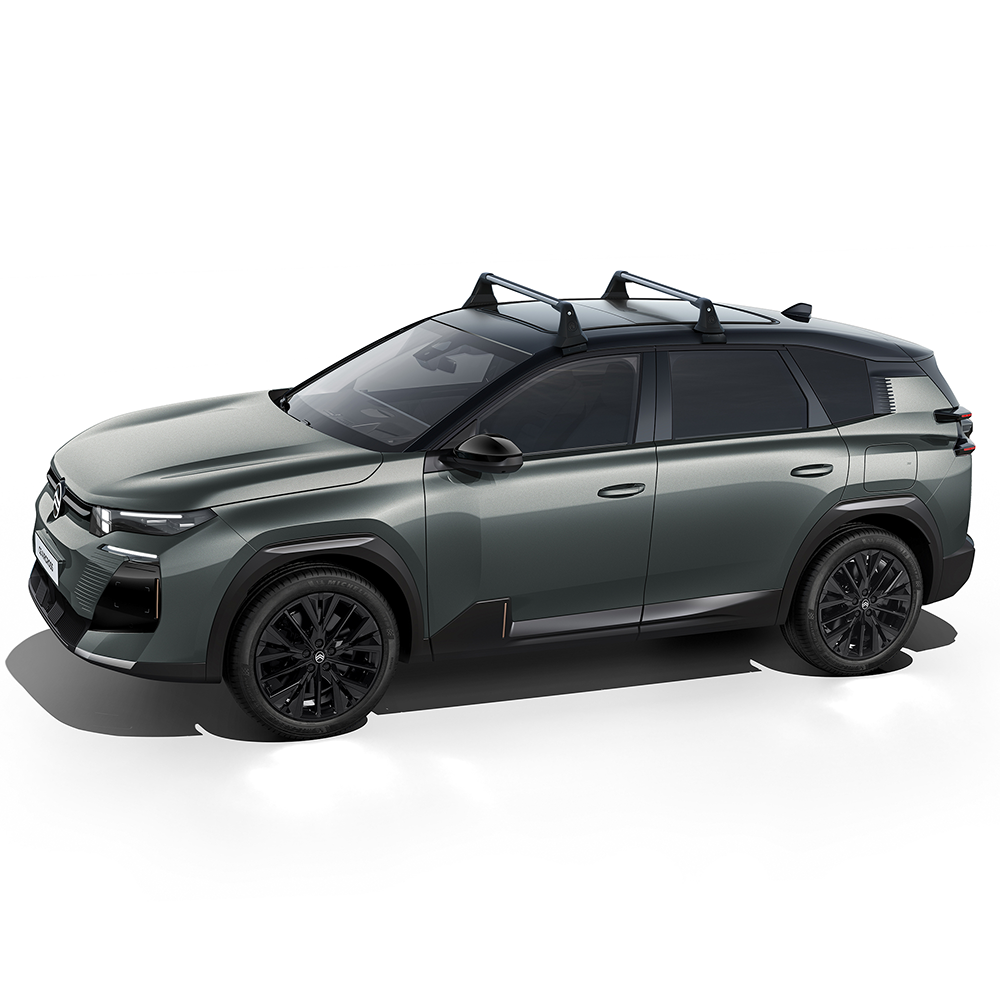 Zijaanzicht van de C5 Aircross met dakdragers die extra laadcapaciteit voor reizen en transport tonen.