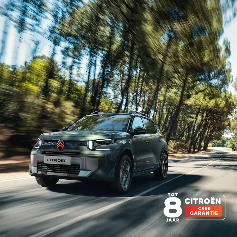 Front 3/4 view of Citroën C3 Aircross Outdoor shows spacious, versatile and comfortable SUV with innovative styling for family trips